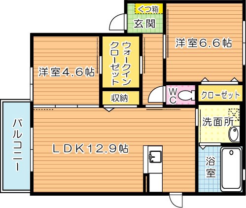 シャーメゾン茶屋の原Ⅰ　Ａ棟 202号室 間取り