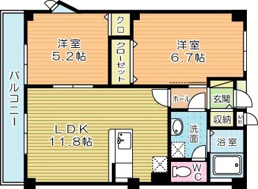 カルフール黒川　A 203号室 間取り