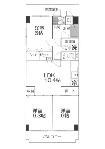 メゾンピュール 306号室 間取り