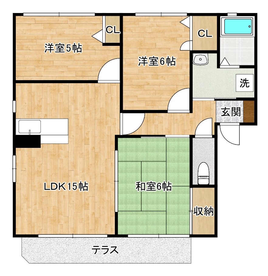 エヴァーグリーン紫の池　Ｂ棟　 101号室 間取り