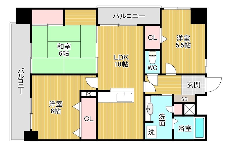 グリーンピア徳力Ⅱ 305号室 間取り