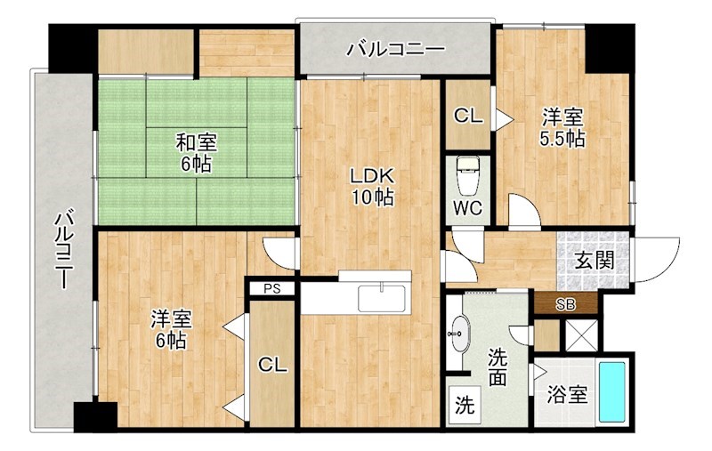 グリーンピア徳力Ⅱ 405号室 間取り