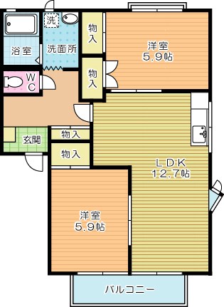コモンシティ志井　Ａ棟 202号室 間取り