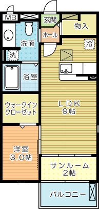 Ｃｌａｉｒ　Ｎ（クレルＮ） 102号室 間取り