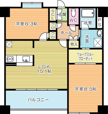 ルフォンド天神 202号室 間取り