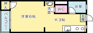 グレイスコート井堀 303号室 間取り