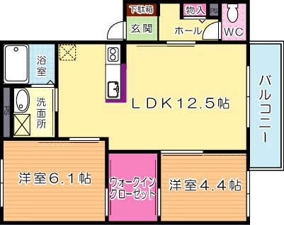 クラヴィエ赤坂　Ｂ棟 202号室 間取り