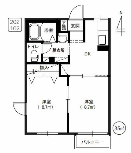 ソフトハーモニーB（２階） 間取り