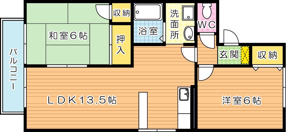 オーク高須　Ａ棟 201号室 間取り