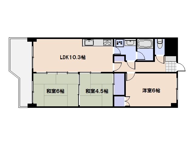 ライオンズマンション五日市 602号室 間取り