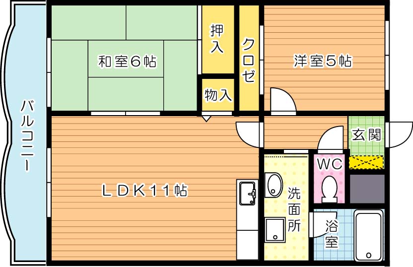 マインハイム穴生　 202号室 間取り