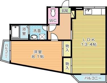 レディースマンションなでしこ 303号室 間取り