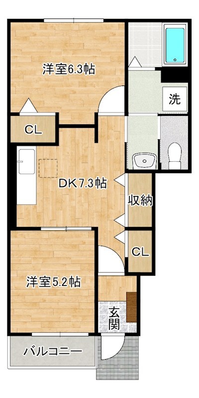 グランディールⅡ番館 103号室 間取り