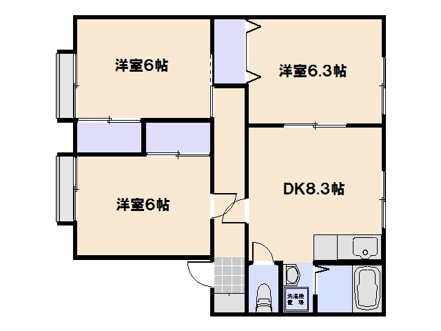 サンビレッジ平野　B棟 101号室 間取り