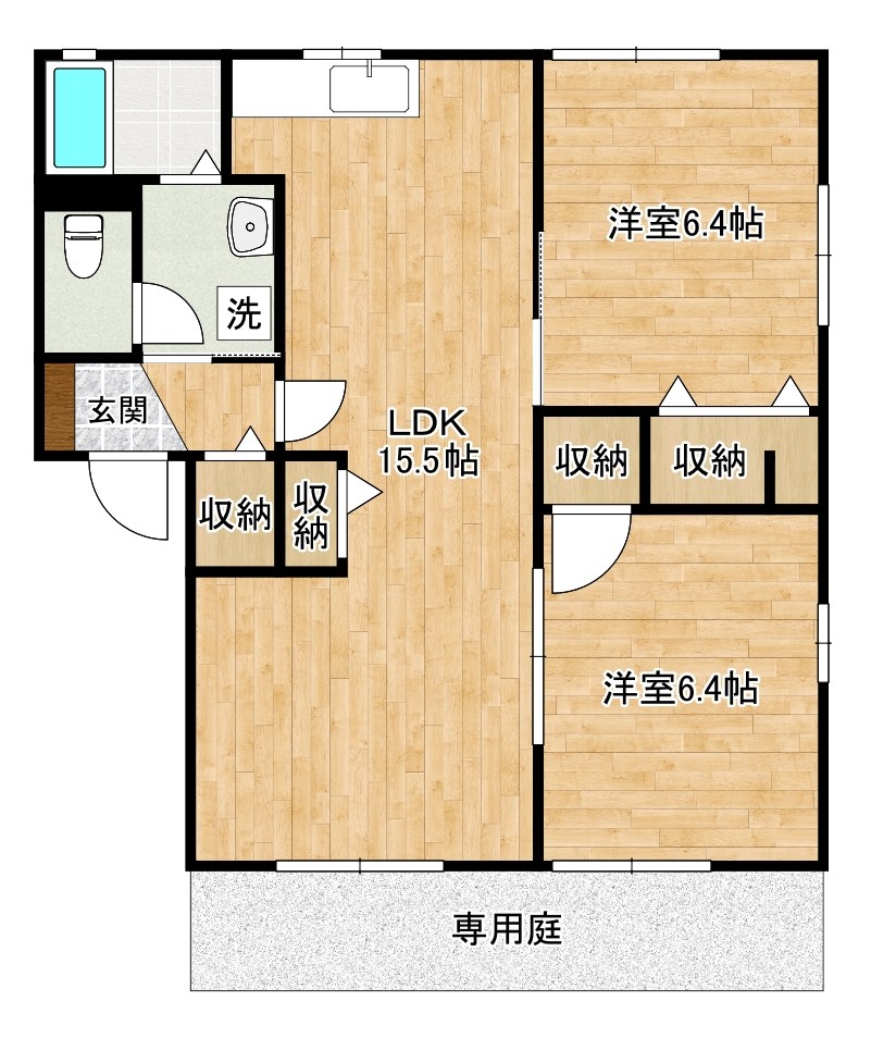 プリムヴェールパルク　Ｅ棟 102号室 間取り