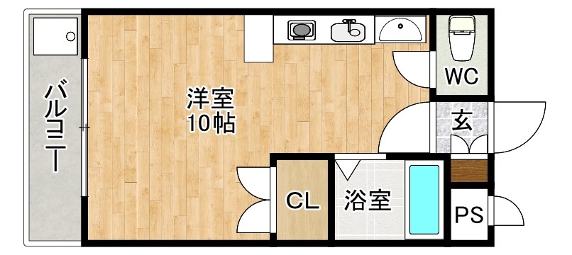 オリエンタル朝日ヶ丘(分譲賃貸) 208号室 間取り