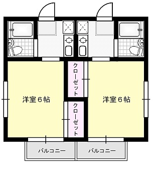 ヴィラカナル X01~X04（1F）号室 間取り