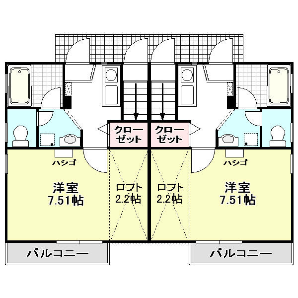 HODAKA　Canal　11 X01~X02（2F）号室 間取り