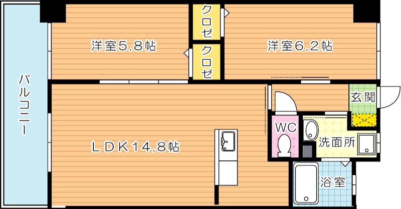 グランドツイン黒崎　A棟 806号室 間取り