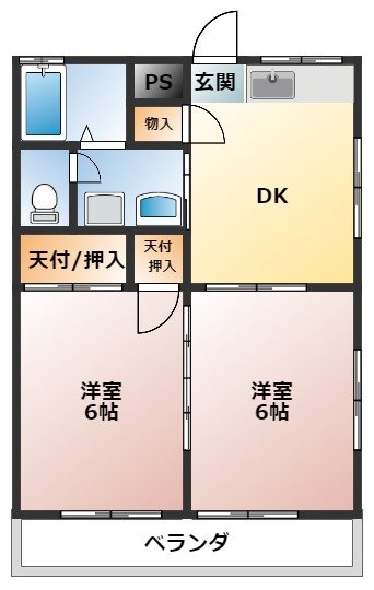 西ノ岡ハイツ 206号室 間取り