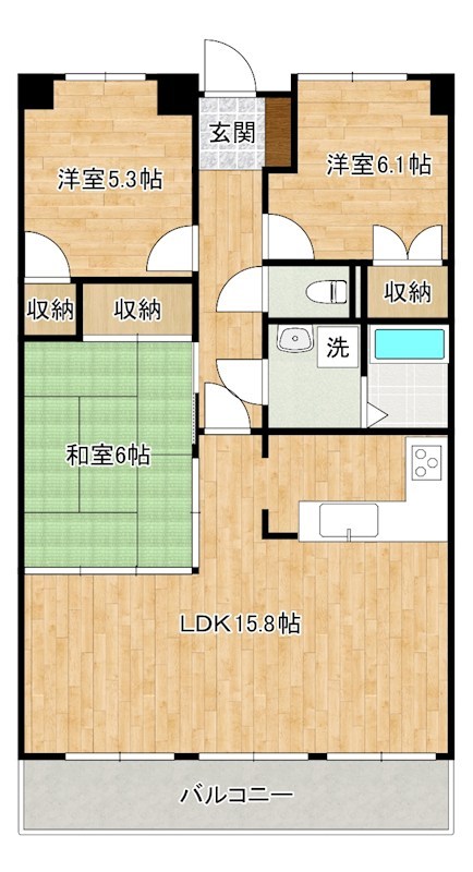 クラブハウス企救丘 302号室 間取り