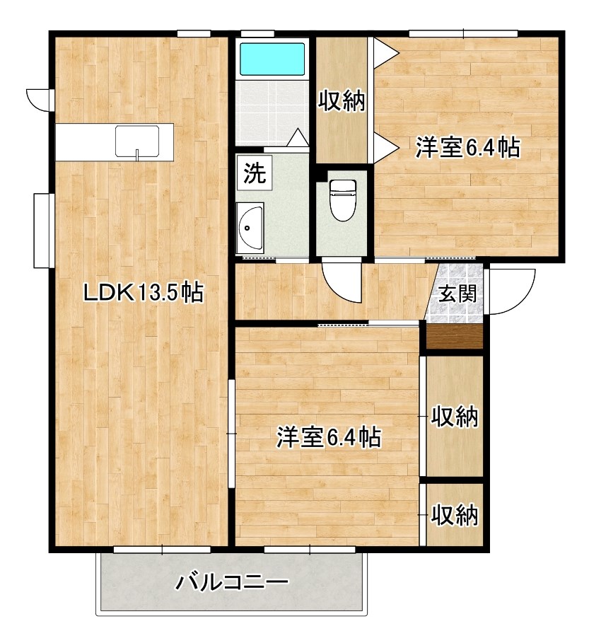 グローブたかの　Ｂ棟 201号室 間取り