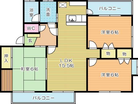 アンフィニ企救丘 202号室 間取り