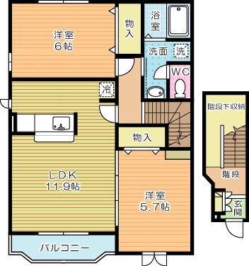 エアリーコートウエスト 201号室 間取り