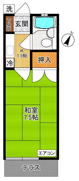 タウンフラッツ 105号室 間取り