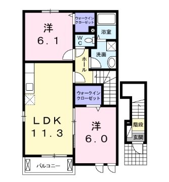 エテルノブライト 201号室 間取り