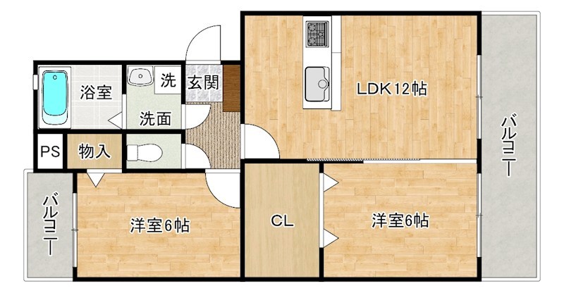 エクセルシティ門司Ｂ棟 302号室 間取り