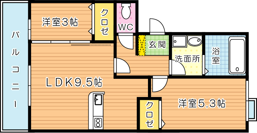 あぅん霧ヶ丘 201号室 間取り