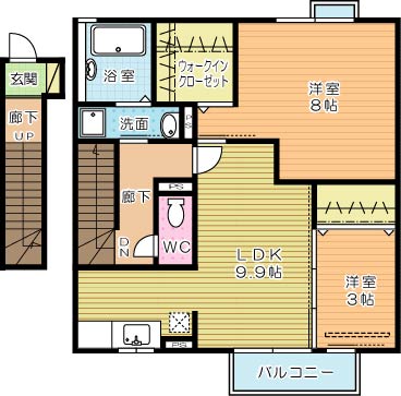 エスペランサ中曽根 205号室 間取り