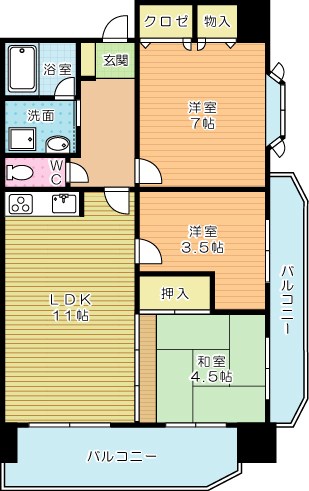 ラディア霧ヶ丘　 406号室 間取り