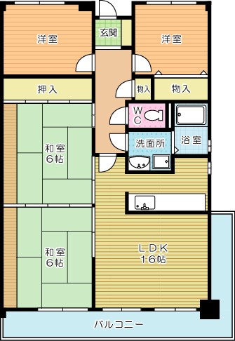 クラブハウス企救丘 603号室 間取り
