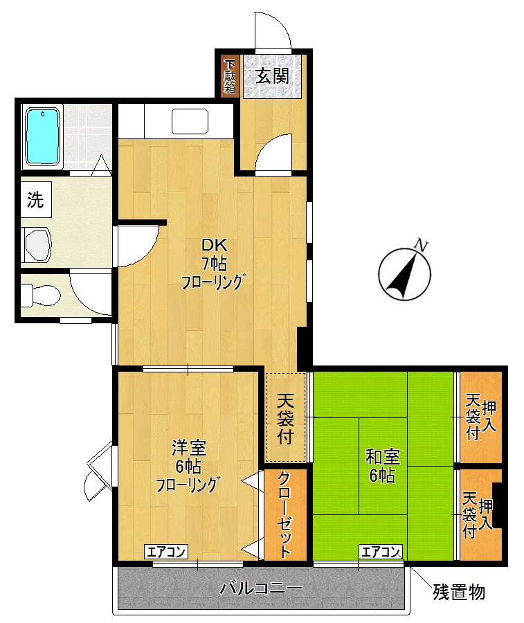 シャトーブリアーン 205号室 間取り