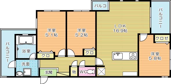 ニューガイアソラーレ葛原 304号室 間取り