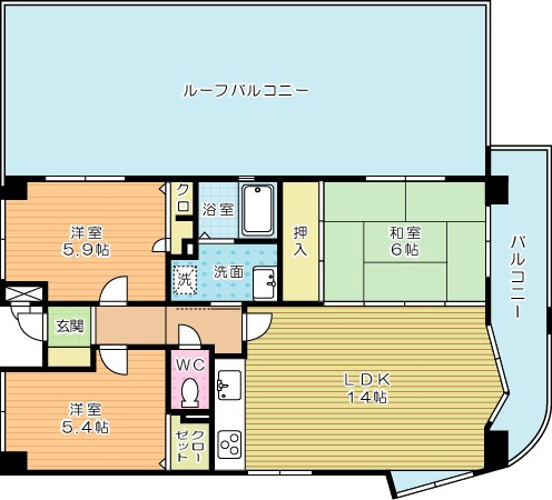 ベルカーサ守恒 505号室 間取り