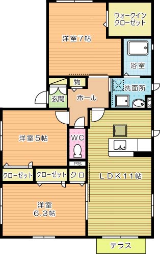 コモドＡ棟  101号室 間取り