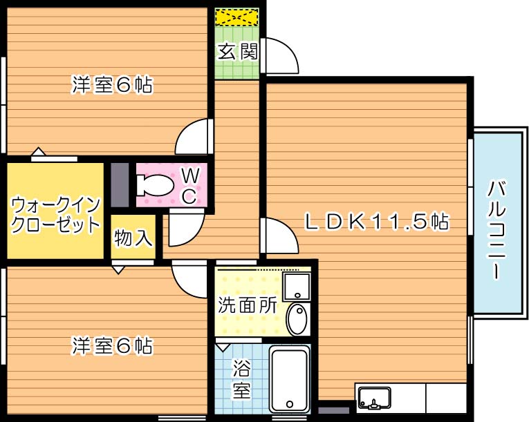 セジュール原町 202号室 間取り