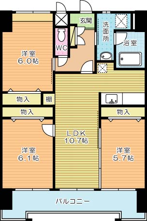 Gran Espacio Asano（グランエスパシオ浅野） 1302号室 間取り