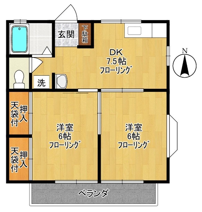 第3ハイツ城所 201号室 間取り