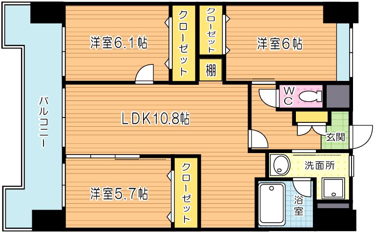 グランエスパシオ浅野 1305号室 間取り