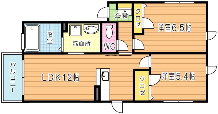 コモドＢ棟 201号室 間取り