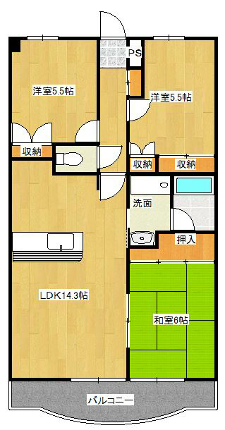 シャルマン・5 702号室 間取り