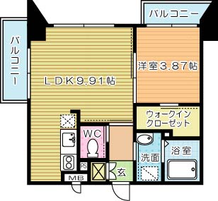 アクア葛原 601号室 間取り