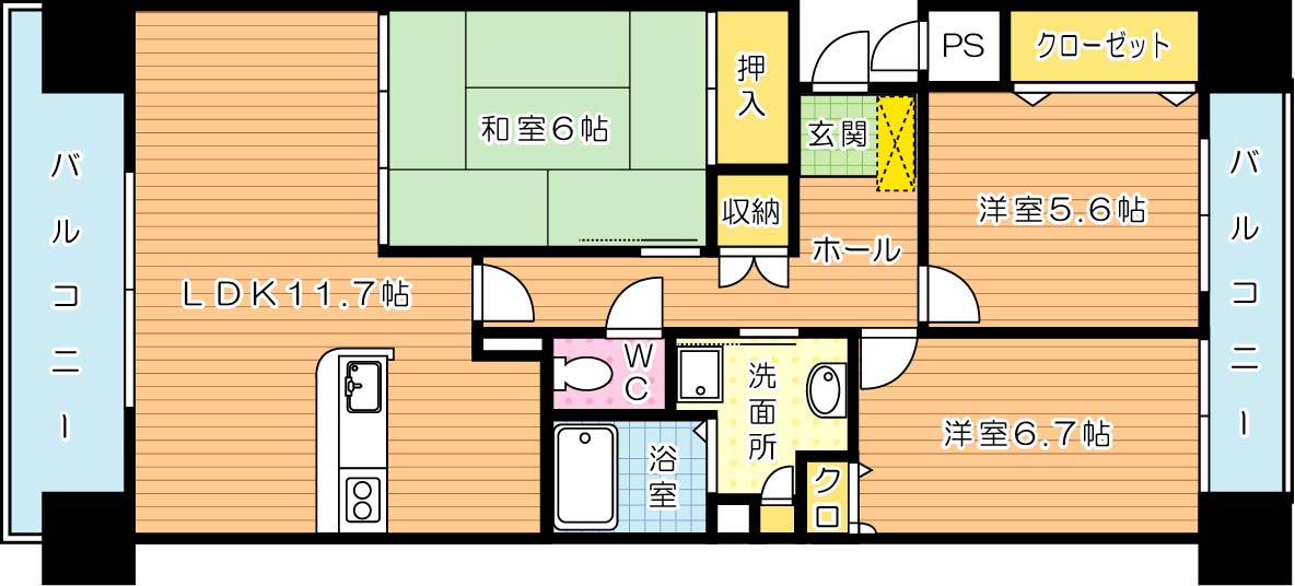 グランドパレスプラージュ東新町 602号室 間取り