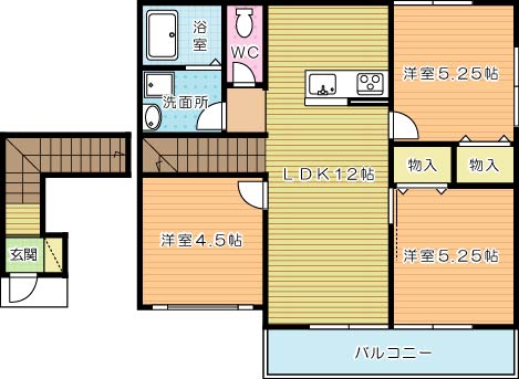 ＮｏｒｔｈＣｏｕｒｔ小倉北（ノースコート小倉北） 201号室 間取り