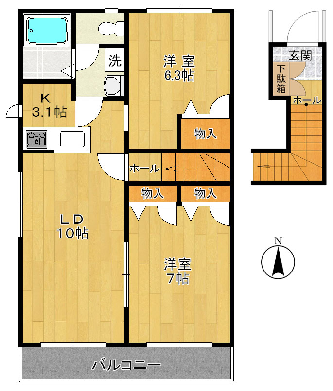 リリエンハイムI番館 201号室 間取り
