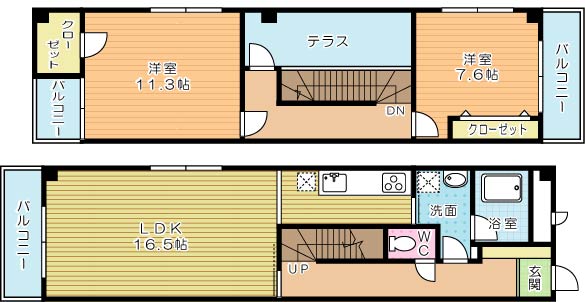 ＣｏｕｒｔＭｏｄｅｌｉａ（コートモデリア） 間取り図